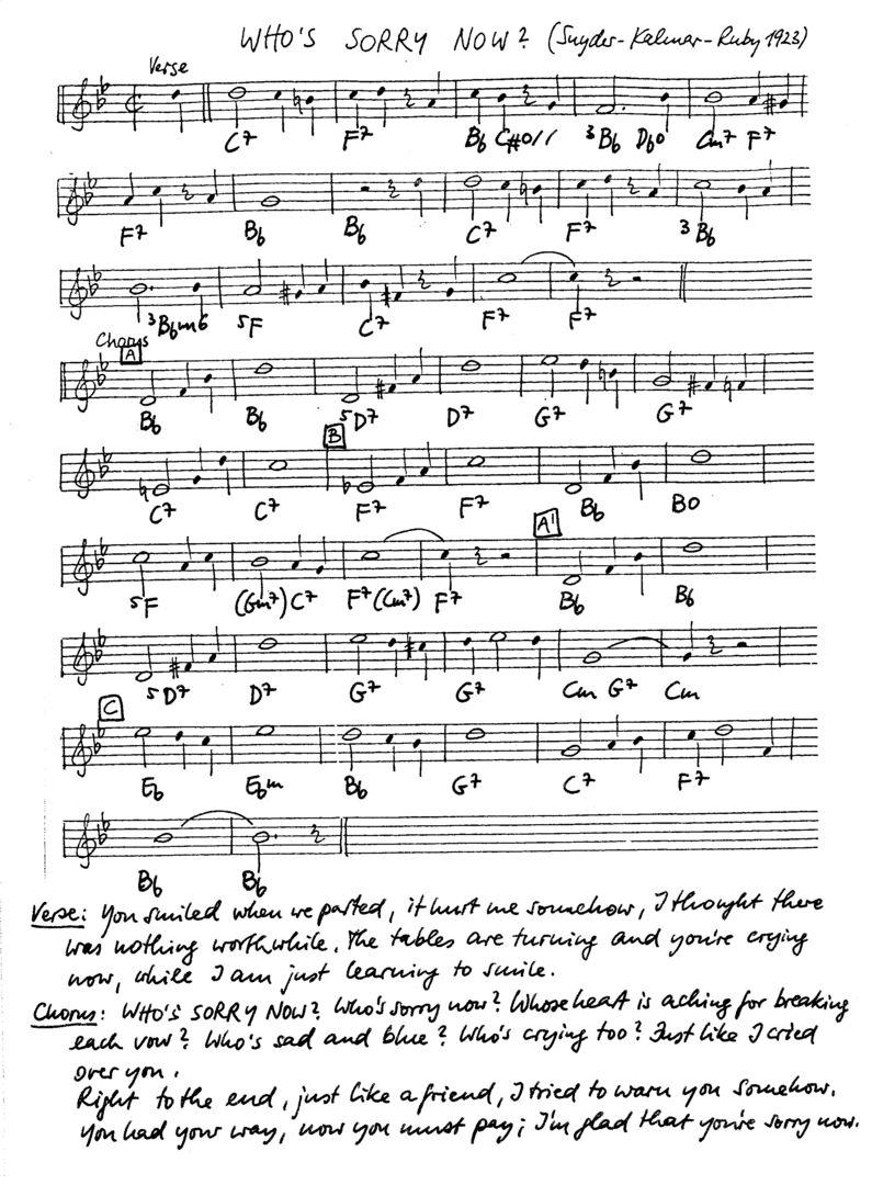 who's sorry now leadsheet – book us for your next 20s or gatsby event